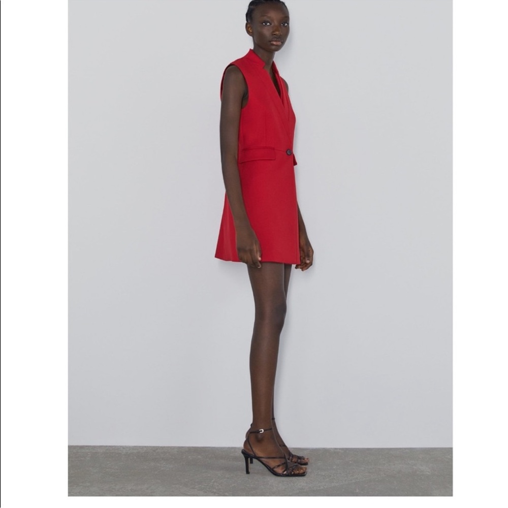Zara Elegant Red Sleeveless vest  Dress